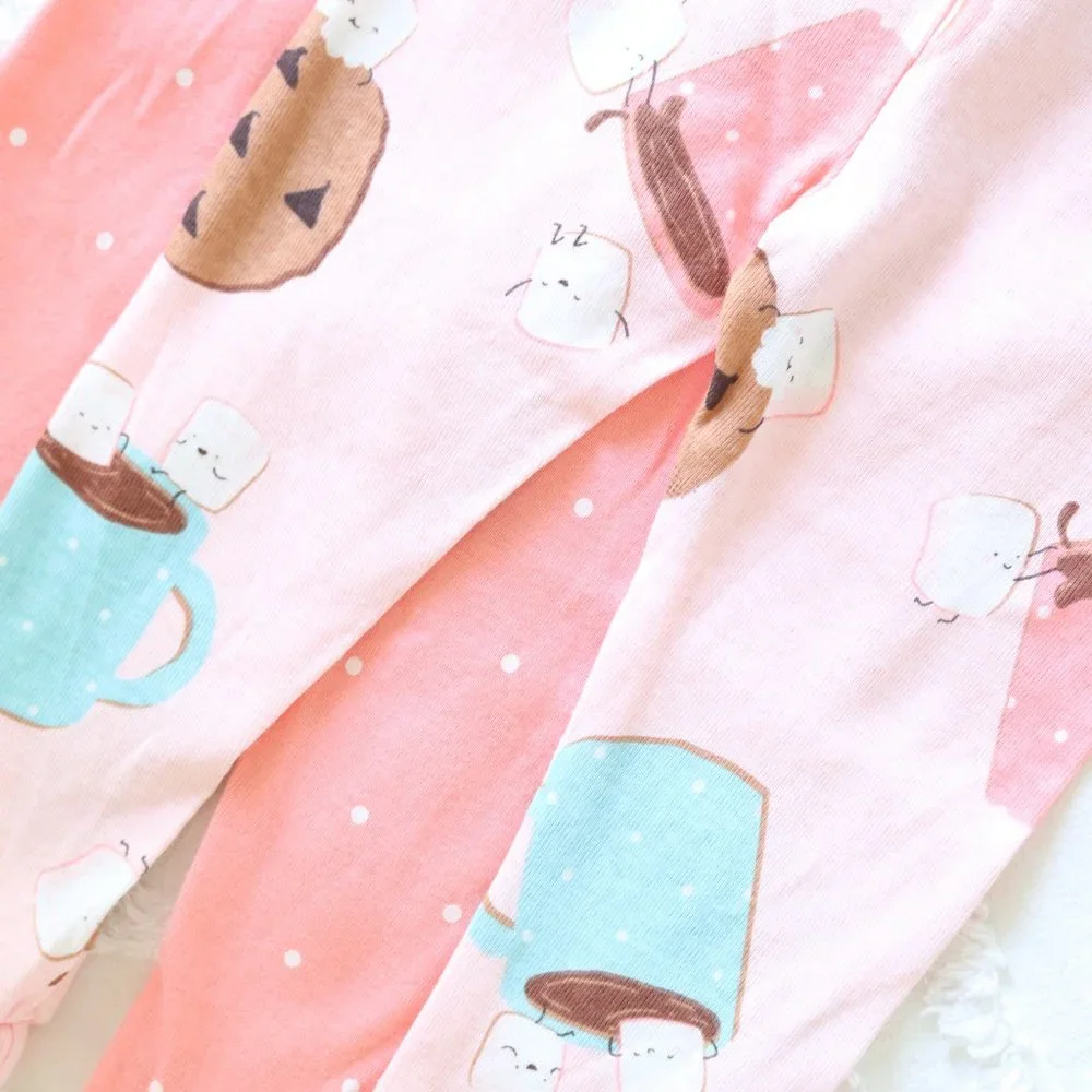 Baby Girl Hot Chocolate Marshmallow & Cookies Polka Dot Pajama Pants| 2pc Bundle